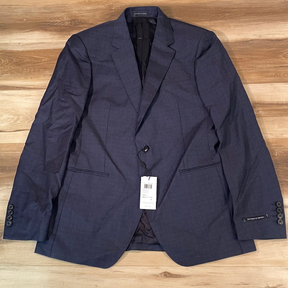 Reiss Blazer Mens 40 Muffato B-SB Airforce Blue Textured Weave Wool Blend